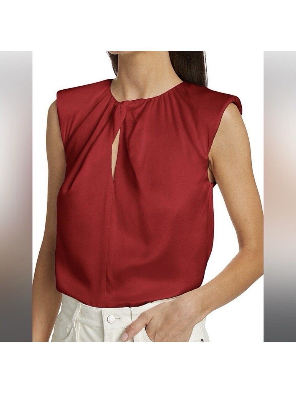 FRAME Women’s Sleeveless Silk Twist-Neck Top In Garnet -XL